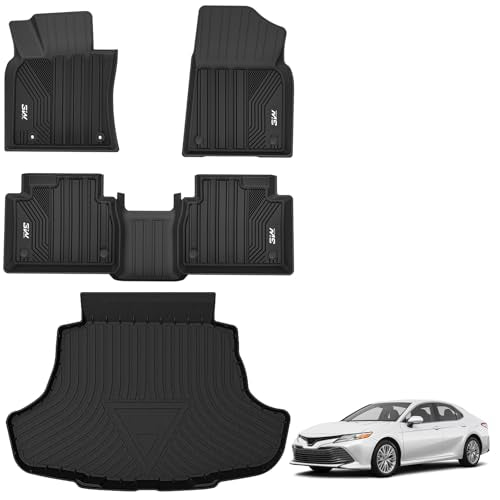 3W Floor Mats & Cargo Liner Fit Toyota Camry 2018-2024 FWD (Not for Hybrid or AWD), TPE All Weather Custom Fit Floor Liner, Camry L-LE-SE-TRD-XLE-XSE