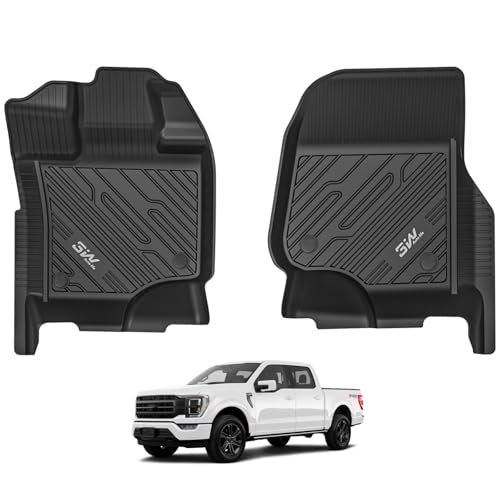 3W Floor Mats Fit for F150-F-150 Lightning SuperCrew Cab 2015-2024 2025, TPE All Weather Custom Fit Car Accessories 1st Only Car Liners Black (Not Fit