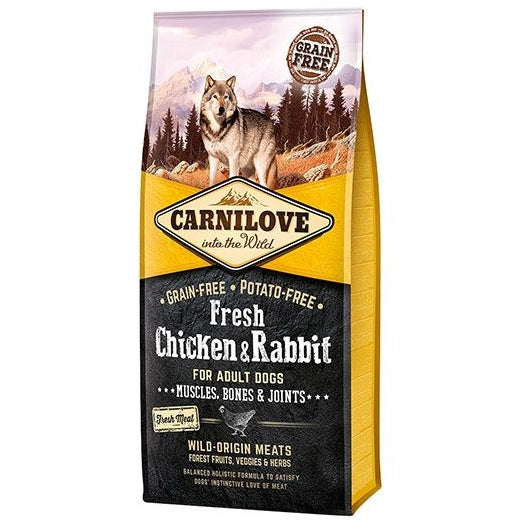 Carnilove Fresh Chicken and Rabbit Adult Dry Dog Food - 12kg