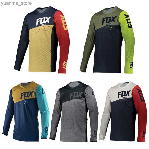 Cycling Shirts Tops Mens BAT Motocross T-Shirt Long Sleeve Downhill Jersey Mountain Bike Shirt Quick Dry Enduro Jersey Camisas Ciclismo Y240