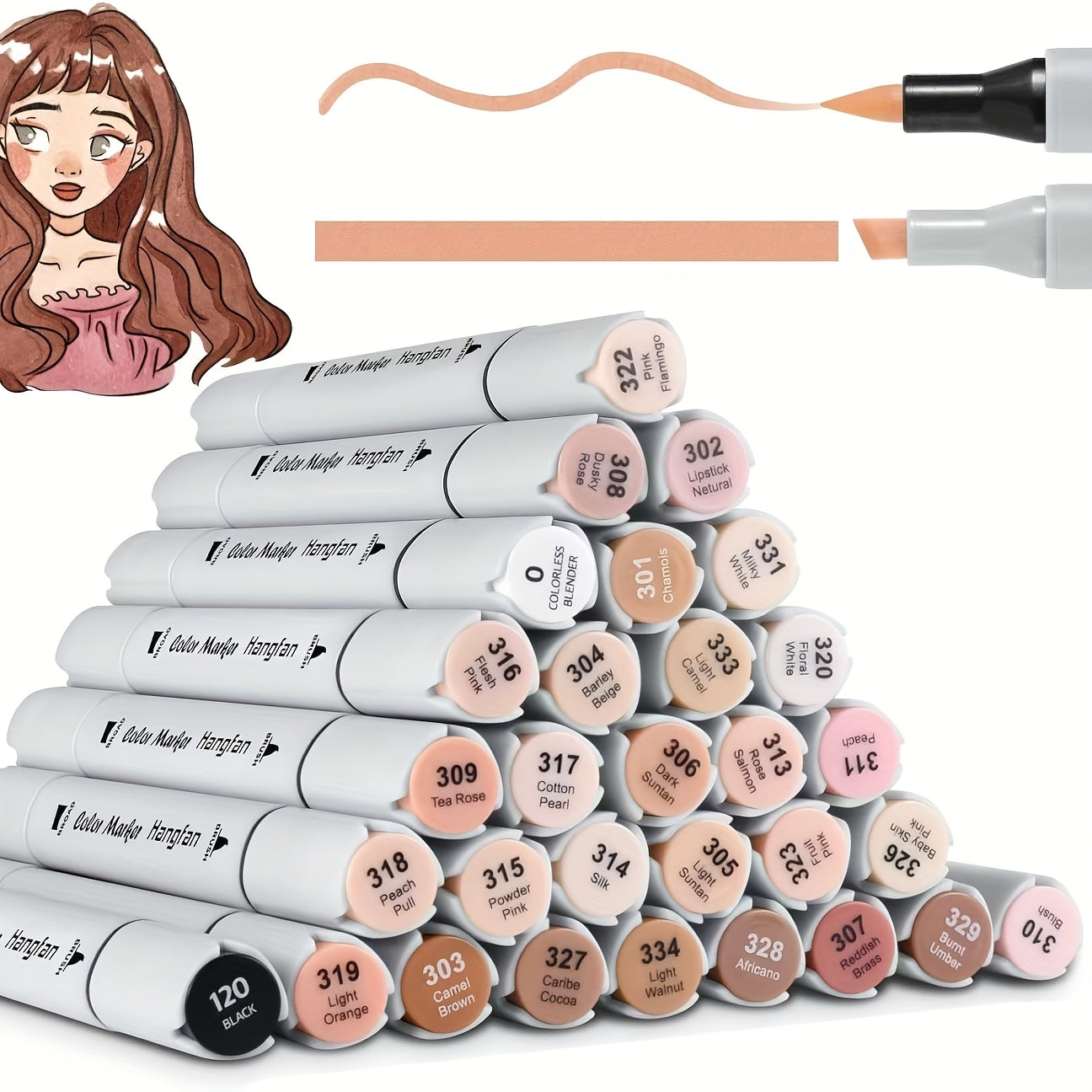 TEMU Light Beige Markers, 30 Flesh Colors Based Art Markers Pens Set Dual Tips Brush& For Professional Artists Drawing Sketch Illustrations Portrait