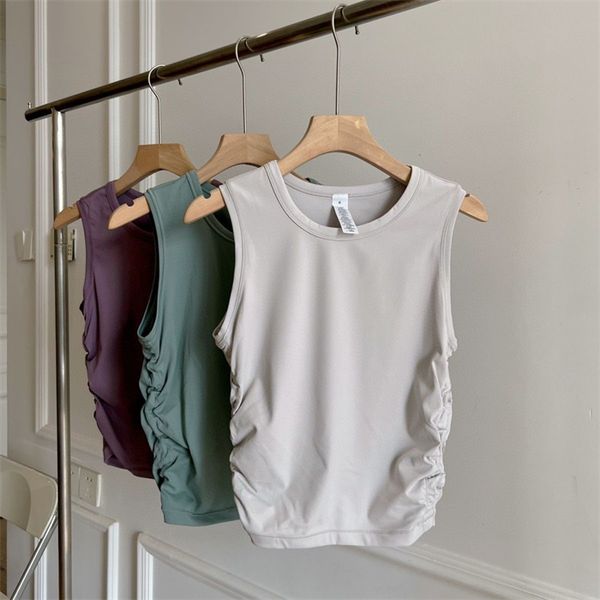 2025--Women Yoga Sport Bras Crop Top Tank for Fitness Sleeveless Shirts High Elasticity Sport Tanks Wrinkle Waist ALL TAKE