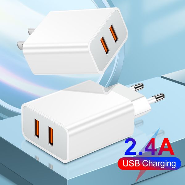 QC3.0 Dual USB Mobile Phone Home Charger 2.4A 2-port Chargers Travel Charging Plug