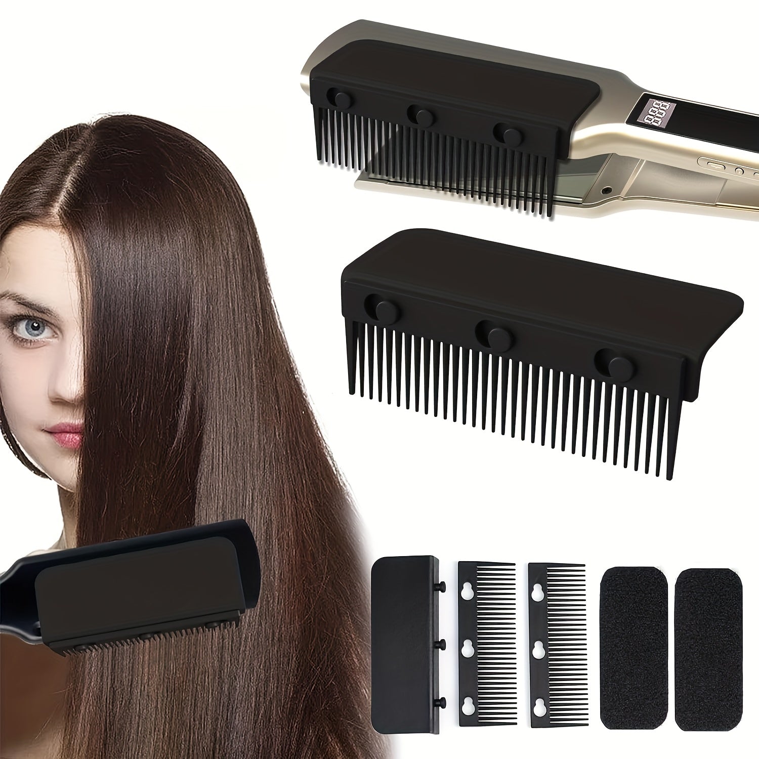 TEMU [professional Styling] Hair Straightener Comb, Clip-on Flat Flat Iron Comb, Compact Clip-on, Home And Salon Hair Straightener Tool, Styling And