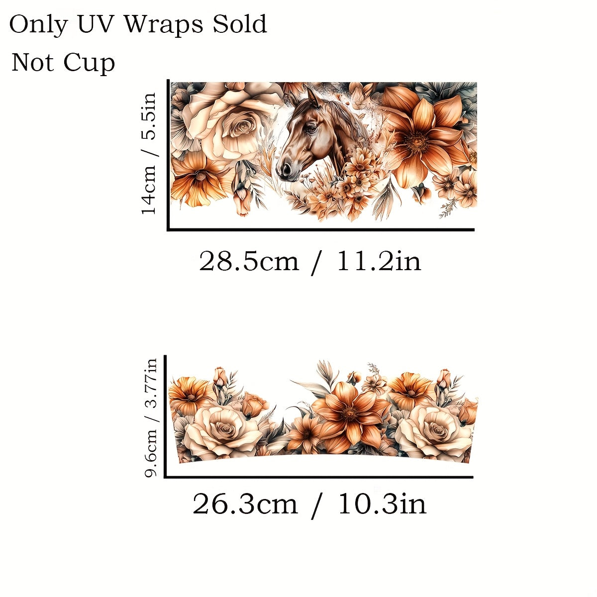 TEMU 2-pack Ahpainting Horse & Printed Waterproof Pvc Transfer Paper For 40oz Tumblers, Reusable Self-adhesive Decorative Wraps For Coffee Mugs,