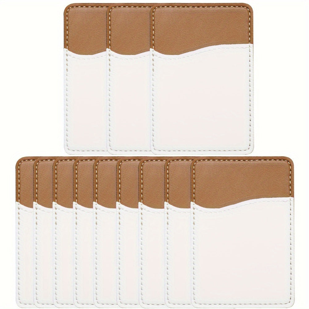 TEMU 12pcs Sublimation Blanks Phone Wallet- Leather Card Holder For Back Of Phone Stick On For Iphone Friendly Diy Blanks For Vinyl Projects White