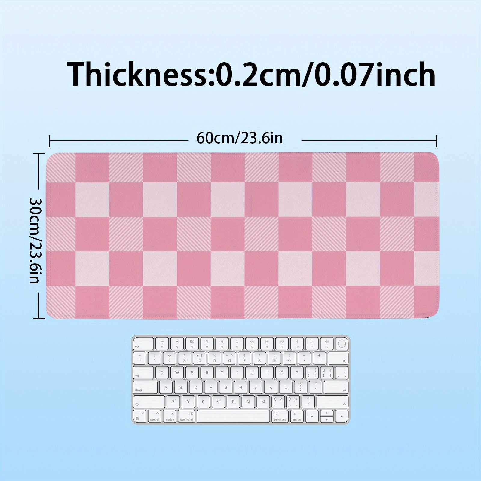TEMU 1pc Large Gaming Mouse Pad Featuring Pink Gingham Checkered Pattern Mouse Pad, Non-sliding, Washable Keyboard Table Pad For Office And Study
