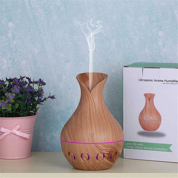 Humidifiers 130ml film air humidifier hollow wood grain aromatic oil diffuser 7-color LED lamp M240829 CL250104