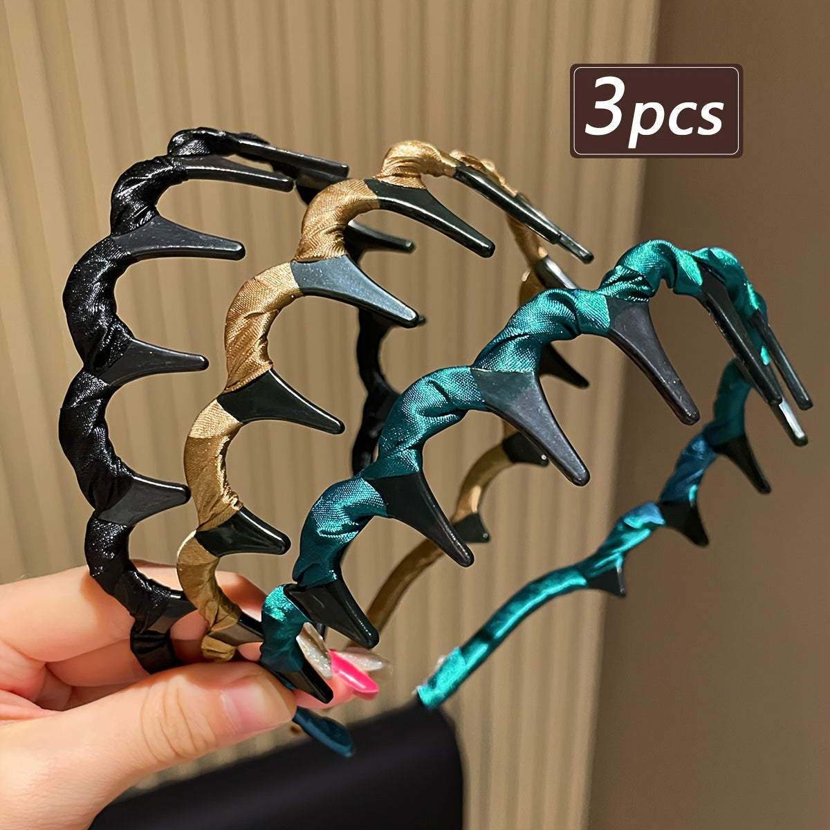 TEMU 3pcs Women's Style, Fashionable And Simple, U-shaped Wave Hairband, Suitable For Washing Face, Makeup And Going Out