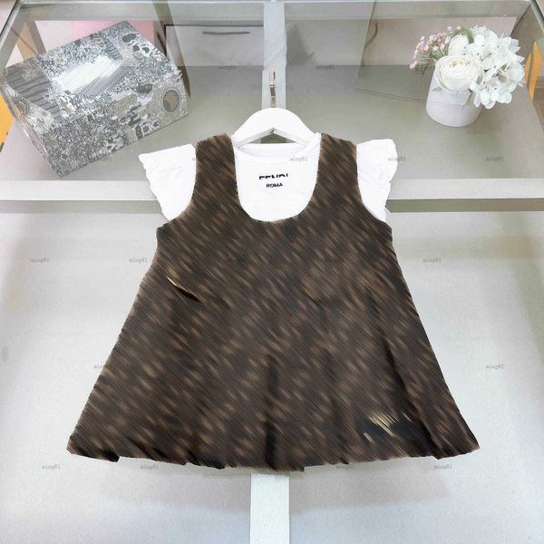 Brand girls dress Embroidery logo summer t-shirt set baby skirt set kids designer clothes Short-sleeved and Letter printing Slip dress