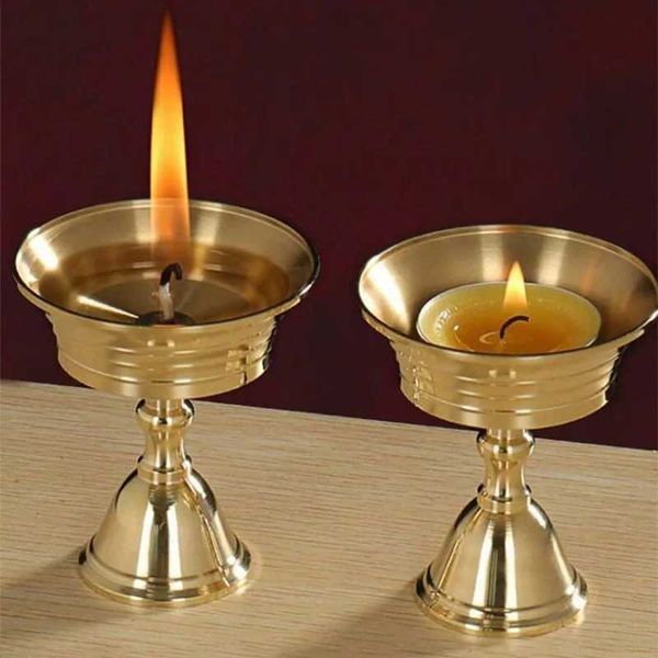 Candle Holders Vintage Oil Lamp Holder Copper Candle Holders High Foot Tabletop Candlestick Christmas Party Home Table Decoration Ornament J