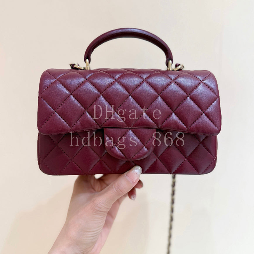 Mirror quality Designer Crossbody bag Mini Classic Handbag With TOP Handle Luxury Lambskin Shoulder Bag Flap Bags 20cm With Box 24C06G