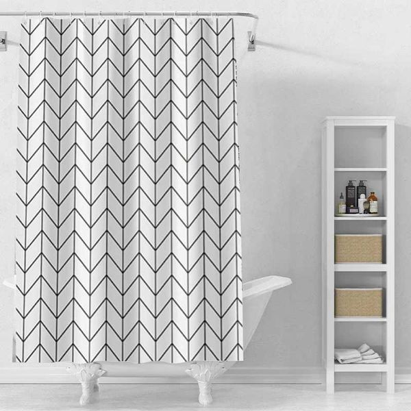 Bathroom waterproof PEVA high-grade printed shower curtain white mesh shower curtain set with hook bathtub mildew curtain M240824