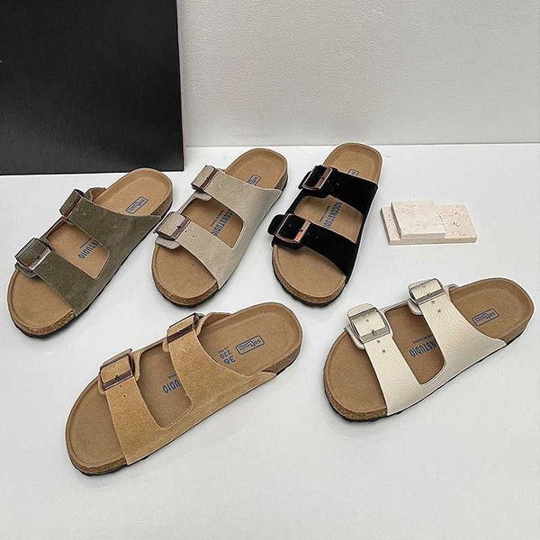 Slippers Cowhide Shoes Womens Summer Outerwear Half Large One Straw Cool H241230