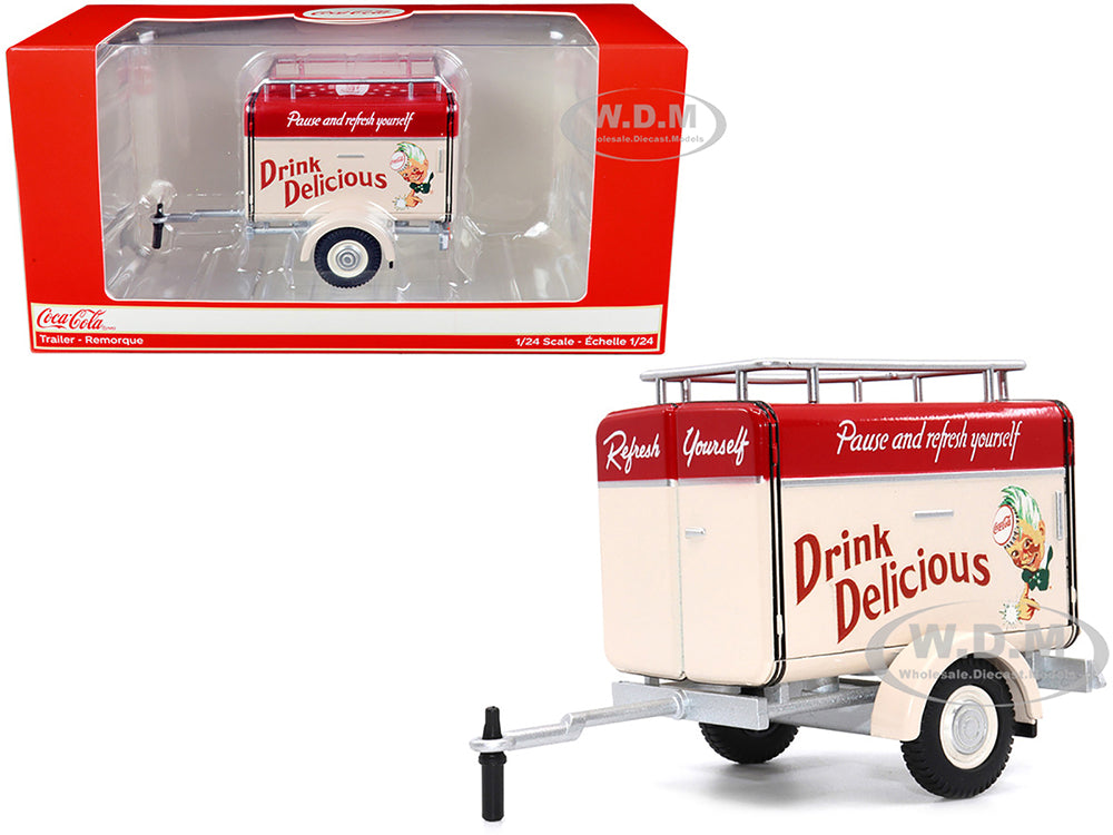 Travel Trailer Cream with Red Top "Pause and Refresh Yourself Drink Delicious Coca-Cola" 1-24 Diecast Model Car by Motor City Classics