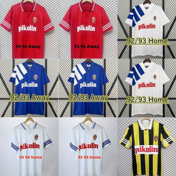 retro 92 93 Real Zaragoza soccer jerseys LOZANO ALEX BERMEJO Cala CAMISETA 92 93 men kids kit SOBRINO Cadiz 95 96 football shirts