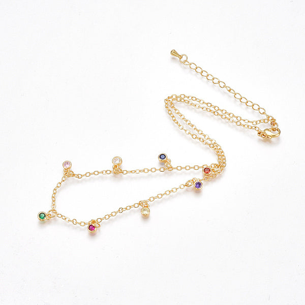 Latón zirconia cúbico collares pendientes