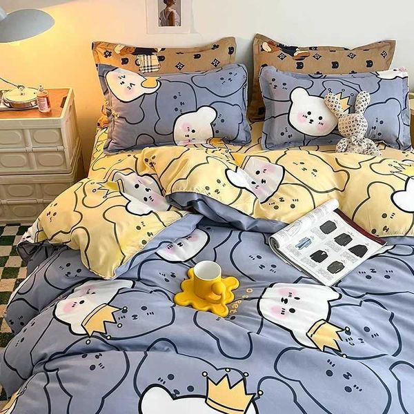 Four Piece Bed Sheet Set Duvet Cover Summer Dormitory Brushed Single Piece Duvet Cover Cartoon Bedding Comforter Bedding Sets Y240730