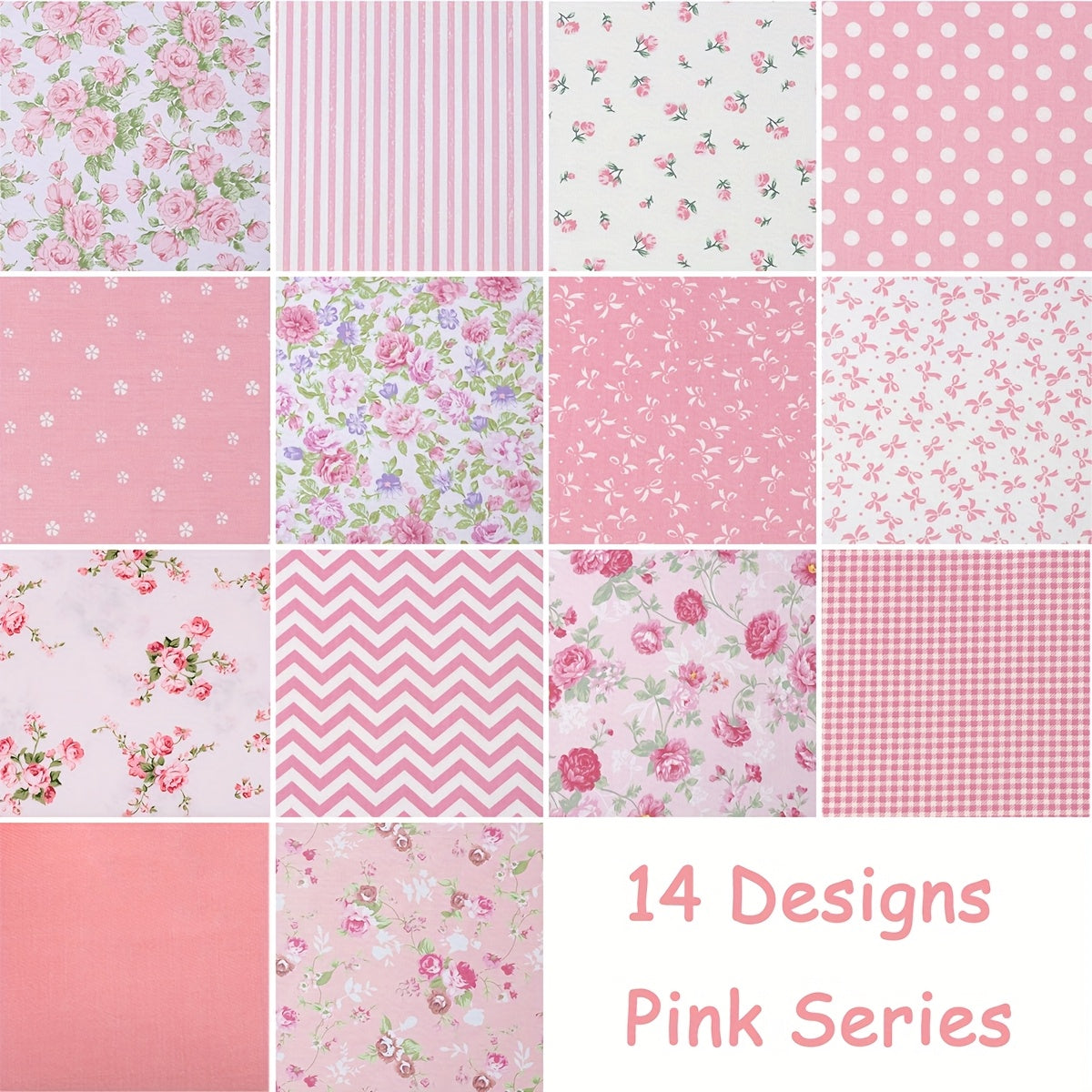 TEMU 42pcs 5*5 Inch Pre-cut Square Cotton Fabric - Floral & , Cotton Handmade For Diy Sewing, Scrapbooking, Holiday Gifts, Home Decor - Hand Wash