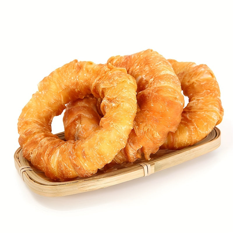 TEMU 3pcs-6pcs Natural Dog Treats Chews: Real Chicken Wrapped Cowhide Teething Donut Treats For Dogs-grain-free Training Treats For Healthy Teeth And