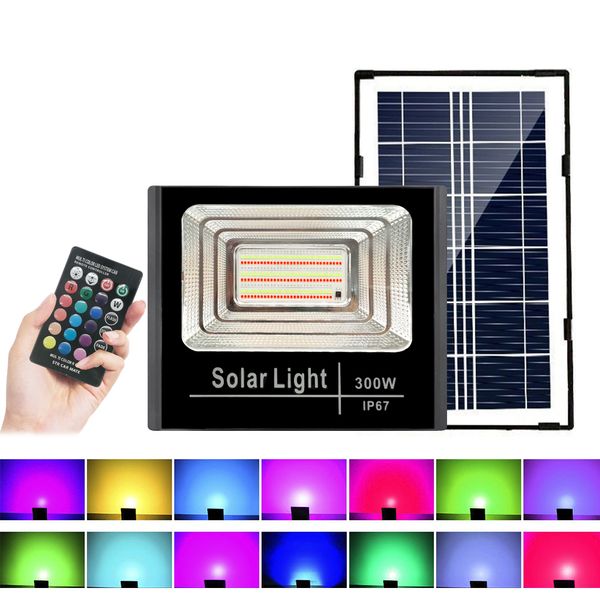 LED Solar Flood Lights Outdoor RGB Color Remote Control IP67 For Garden Street Landscape Spotlight Wall Solar Powered Floodlight
