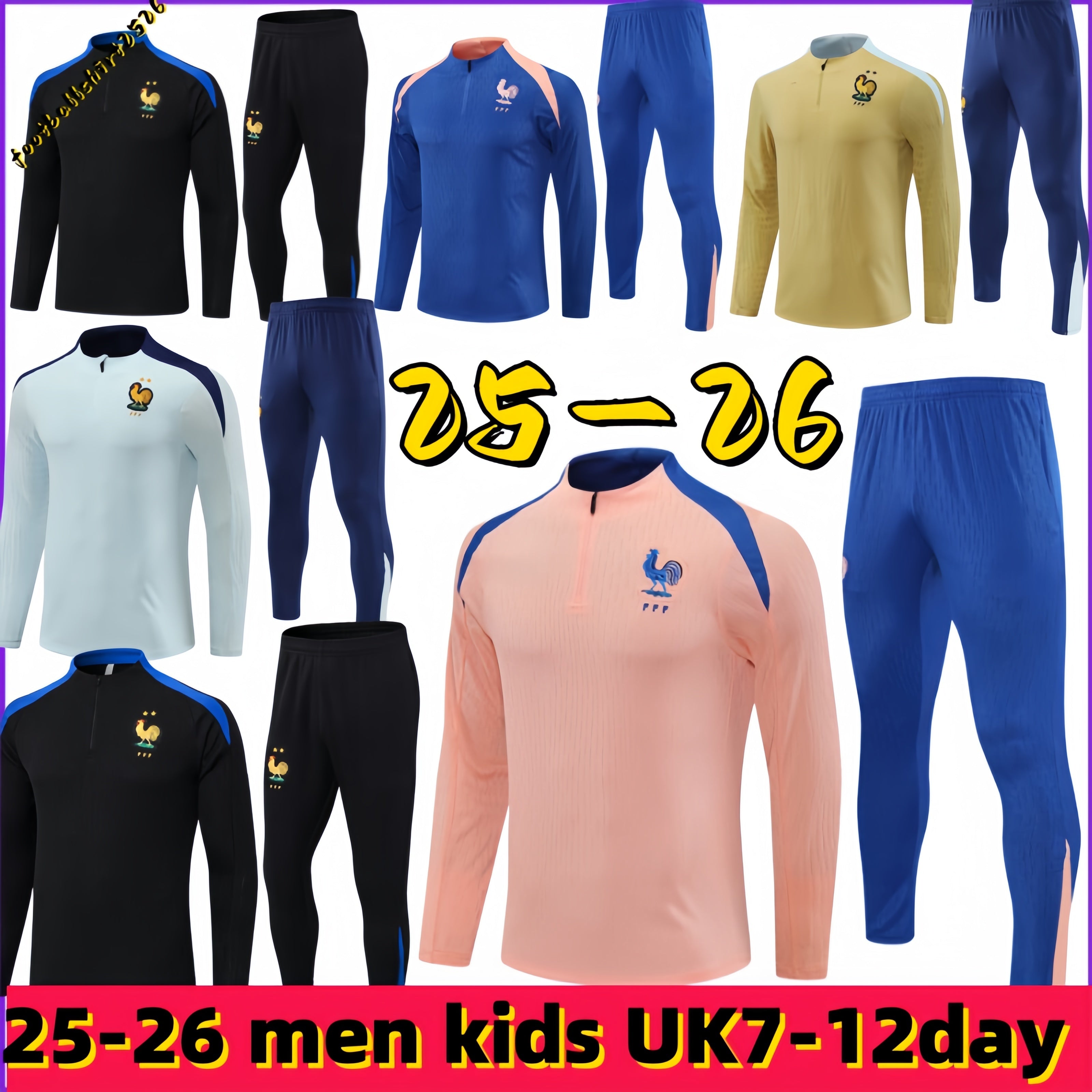 French tracksuit club Full Sets 2025 26 BENZEMA training suit24 25 26 GIROUD MBAPPE GRIEZMANN PAVARD KANTE Maillot de foot equipe Maillots Men kids