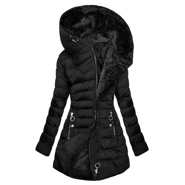 Winter Jacket Women Casual Solid Color Parkas Hooded Cotton Padded Outerwears Coats Abrigos De Mujer 241125