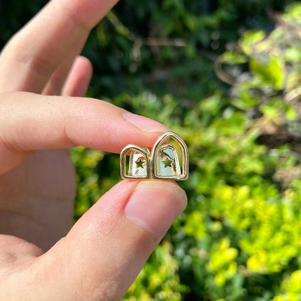 RACHELZ Hip Hop Hollow Double Teeth Grillz Punk 14K Gold Plated Tooth Cs Decor Braces Dental Grills For Women Men Jewelry W241227