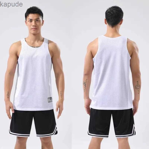 Basketball Jerseys Reversible Basketball Uniform Tank Top Double Layer Large Mesh US Training Fast Drying Loose Sleeveless Fitness Suit