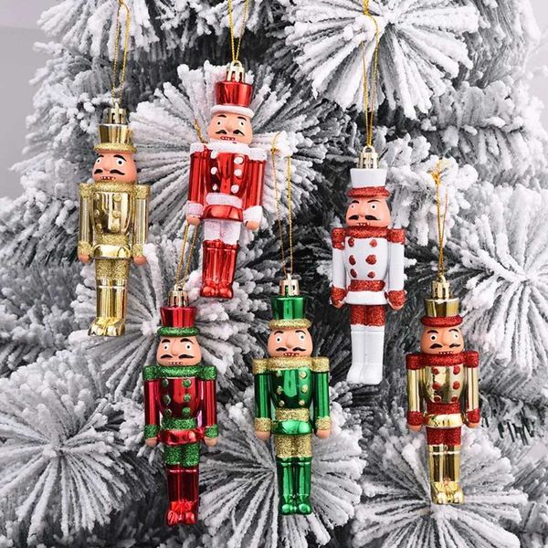 2PCS Christmas Nutcracker Decoration Christmas Tree Plastic Walnut Pendant Christmas Tree Soldier Puppet Pendant Decoration W241008
