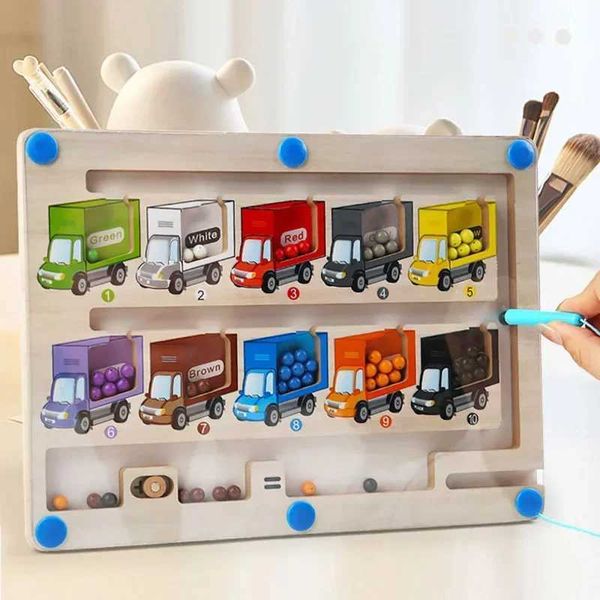 Magnetic Sorting Games Montessori Toys Maze Board Learning Color Number Garbage Classification Wooden Educational Toys for Kids Y240801