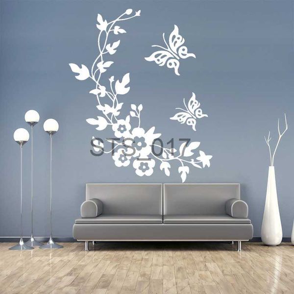 Other Decorative Stickers Butterflies Flower Vine Wall Sticker Refrigerator Window Cupboard Living Room Wallpaper Self-adhesive Art Mural Ho