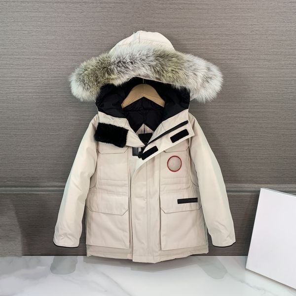 2024 Kids Down Jacket Winter Warm Hooded Coat with 100% Wolf Fur Collar for Boys Girls Toddler - Casual, Thick, Stylish Outerwear
