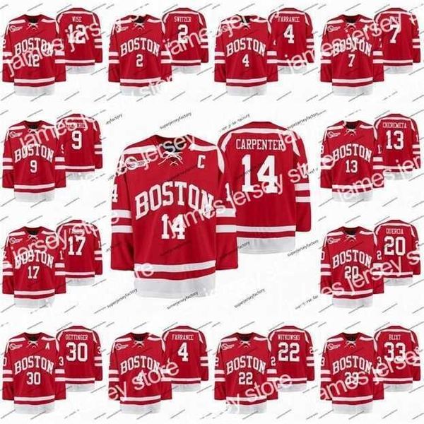 College Hockey Wears Nik1 Boston University Terriers Scarlet Hockey Tournament Jersey 14 Bobo Carpenter 7 Chad Krys 17 Dante Fabbro 30 Jake