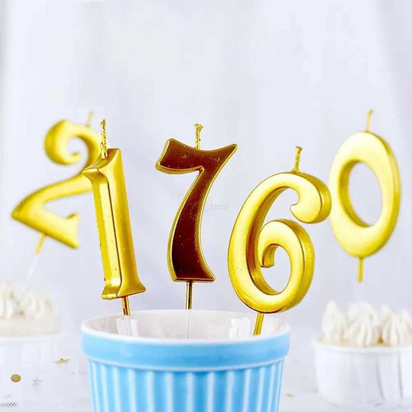 0-9 Number Birthday Candles Extended Gold 3D Design Big Digital Candle Cake Topper Decoration For Anniversary Birthday PartyXJ240730