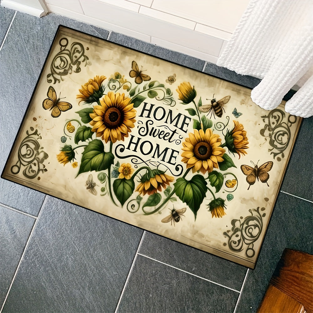 TEMU Sweet Home Welcome Doormats Sunflowers Entrance Carpet Non-slip Floor Mats Indoor Use Home Decor