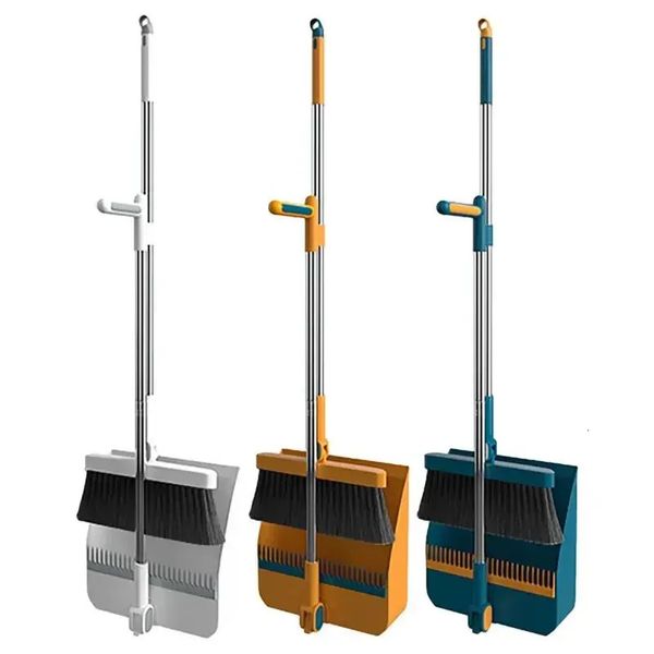 Foldable Broom And Scoop Set Upright Dust Pan Brush 180 Degree Rotation Dustless Floor Soft Home Cleaning Products 240704