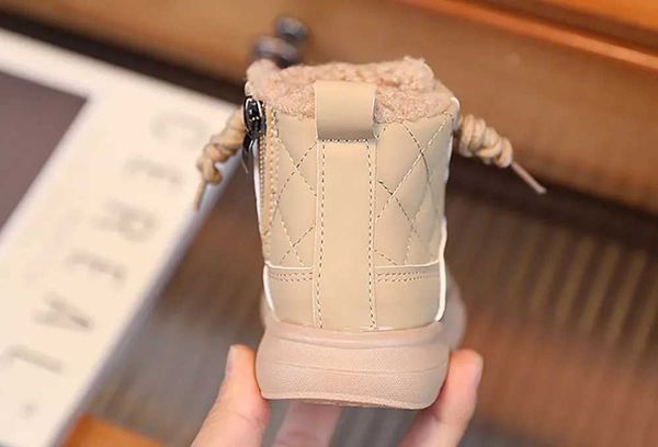 High Quality Trend Fashion Winter Womens Shoes Korean Sled PU Leather Childrens Snow Boots Thick Warm Plush Shoes Childrens Artificial Fur T