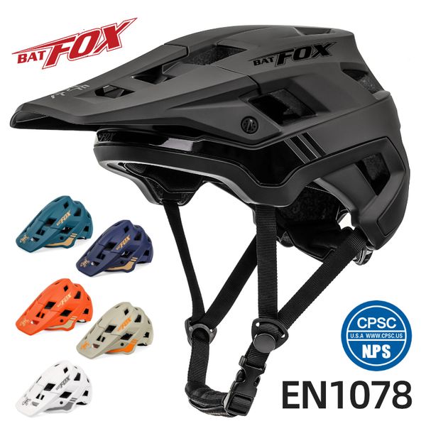Cycling Helmets BATFOX Helmet cycling mens bicycle helmet MTB casco bicicleta Mountain bike ciclismo hombre Matte black helmets 230801