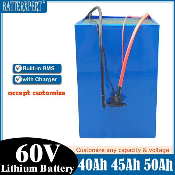 60V 40Ah 45Ah 50Ah High Capacity Electric Scooter Battery Built-in 50A BMS 2000W 3000W 5000W Lithium Battery Pack 60V 3000w + 67.2v 5A Charg