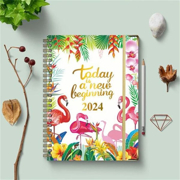 Notepads Daily Calendar Planner Coil Notebook 2024 Weekly Monthly Office Agenda Organizer Time Management Personal Appointment Journal 23113