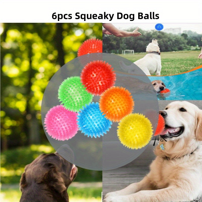 TEMU 6pcs Large Dog Toys Ball, Squeaky Dog Balls, Teething & , Dog Ball Toy, Large Dog Toys Ball, Squeaky Dog Toys, Dog Toys, For Aggressive Chewers,