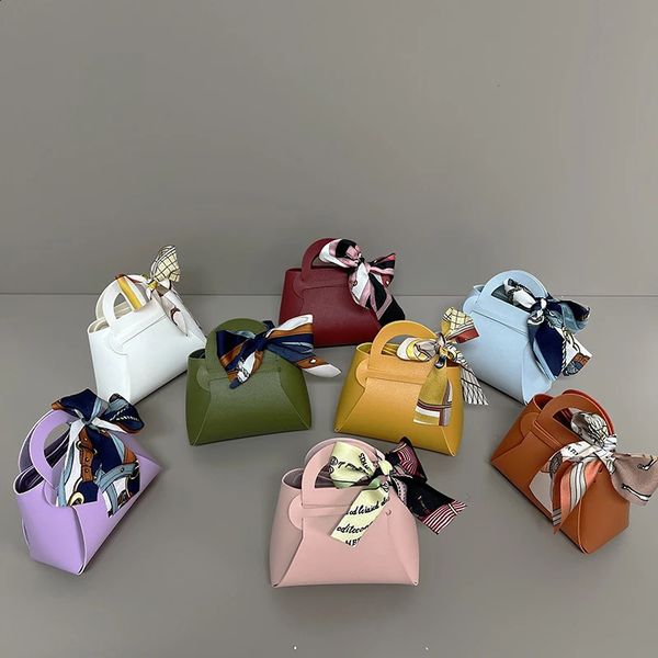 20pcs40pcs Leather Gift Box Wholesale Eid Holiday Wedding Baby Shower Candy Mini Gift Bag Businesses Gift Packaging Bags 240718