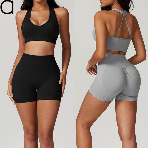 A333 Women Outdoor Sports Suit Yoga Seamless Bra And Shorts Set Quick Dry Fitness Clothing