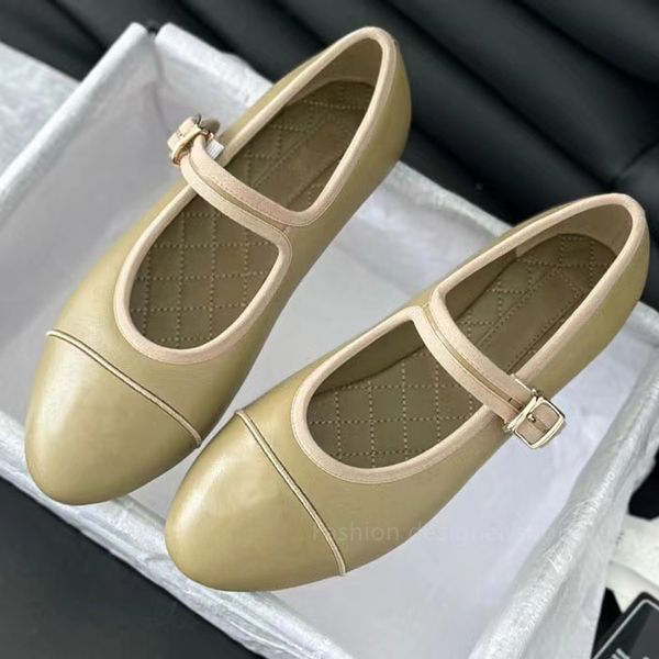 Womens shoes Paris Luxury designer Black Ballet Flats Shoes Women brands Quilted Genuine Leather Slip on Ballerina Round Toe Ladies Dress Sh