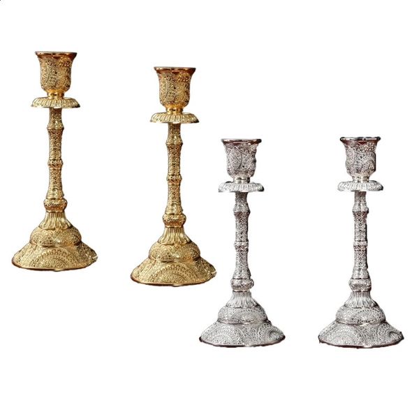 2 pieces of metal cone-shaped candle holders for creativity brass pillar candle holders decorative tables tea rooms els yoga studios 240821