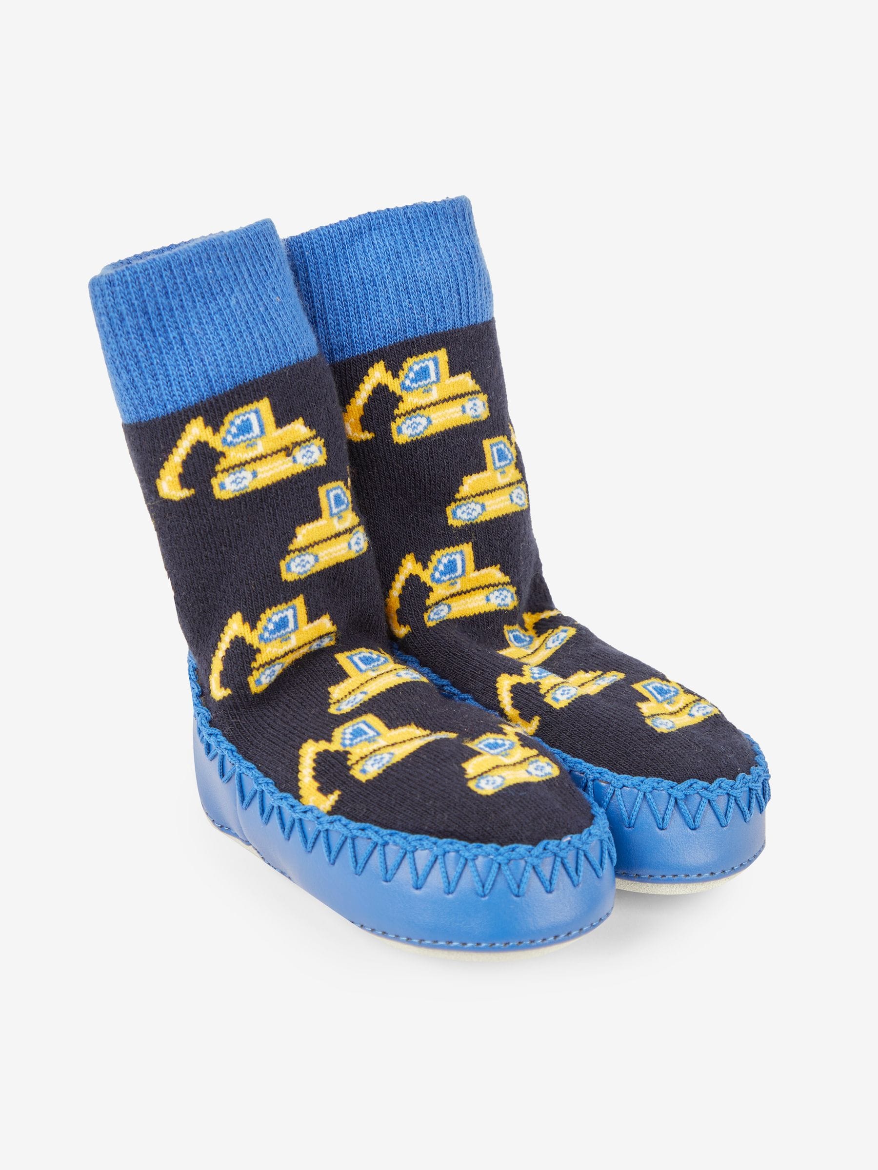 Cobalt Blue Moccasin Slipper Socks 6-12 Mths