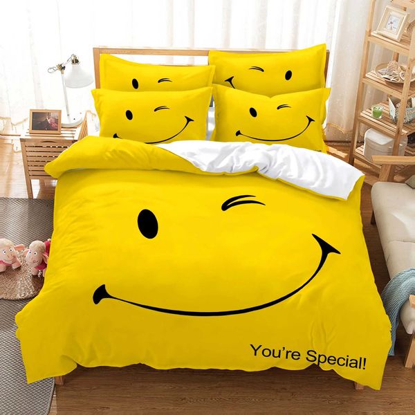 Smiling Face Bedding Set Down Duvet Cover Set 3D Bedding Digital Printing Bed Linen Large Bed Cover Fashion Design X241029
