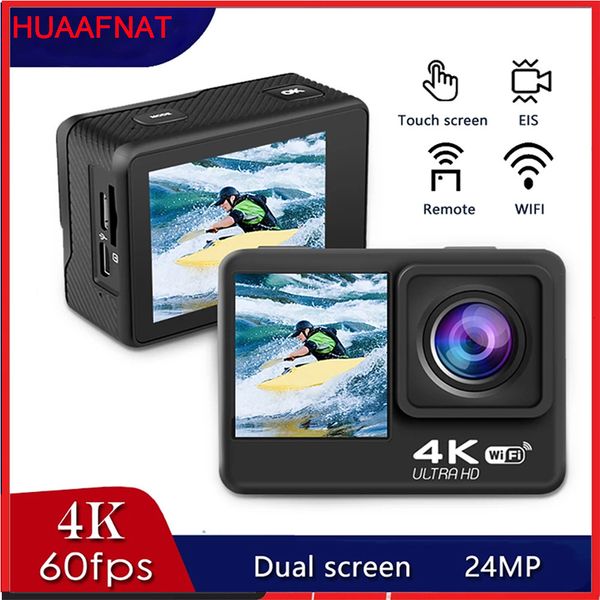 Digital Cameras Huafant G9 Kamera Aksi 4K 60FPS 24MP 2 0 LCD Sentuh EIS Layar Ganda WiFi Tahan Air Remote Control 4X Zoom Go Sports Pro Data