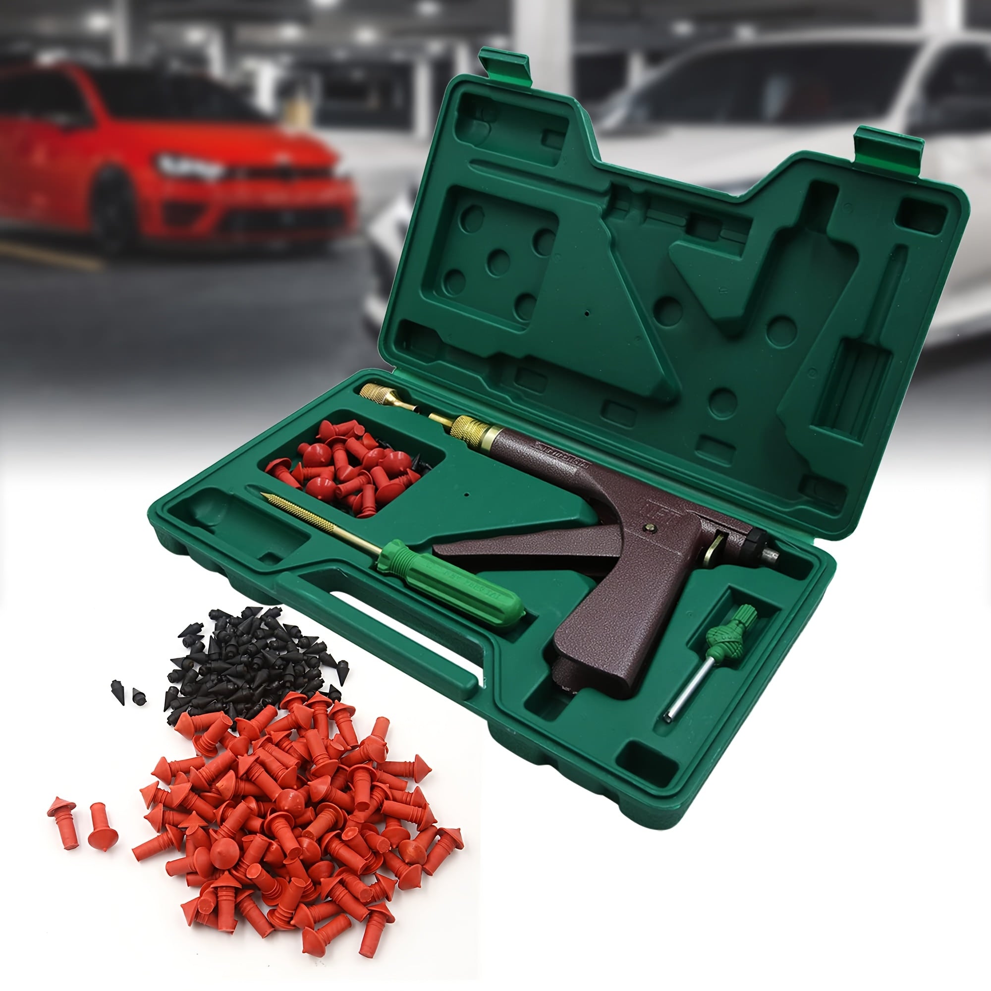 TEMU Complete Tubeless Repair Kit For Car Wheels With Vacuum - Kit, Tire Stopper, Tubeless Tire Wheel Repair Kit, Mushroom Plug Probe Nozzle For Tire